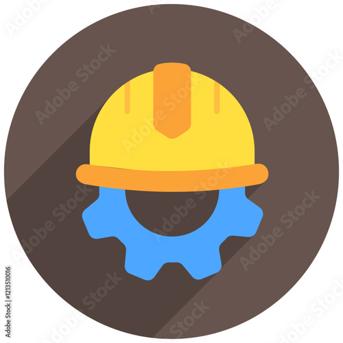 Gear rounded flat color icon. use for modern concept, print, UI, UX kit, web and app development. Vector EPS 10, related to labor day, industry, worker.