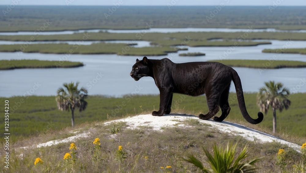 Obraz premium Guardian of the Glades: The Florida Panther's Majestic Overlook