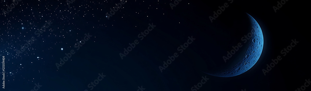 Crescent Moon and Starry Night Sky Crescent Moon and Starry Night Sky