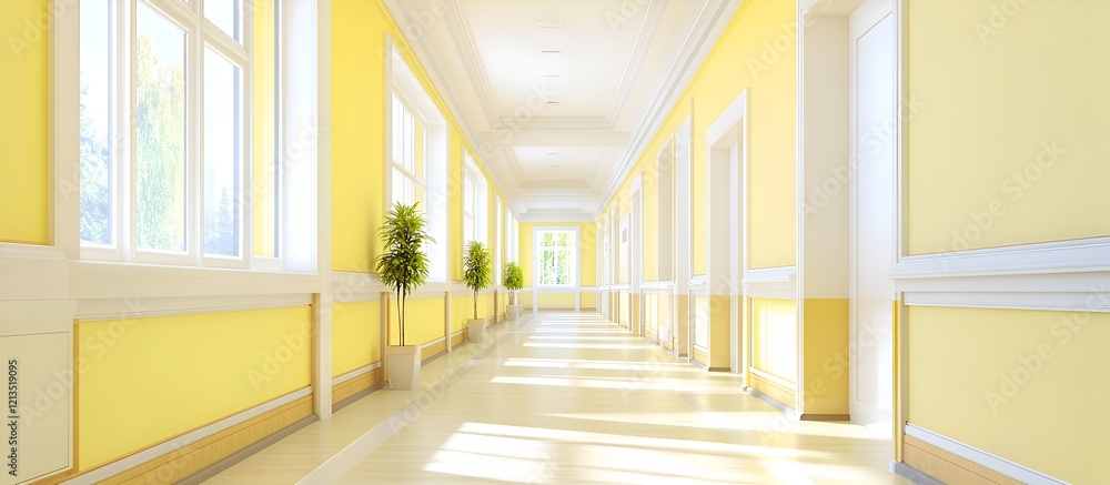 Corridor in the Office with Sleek and Modern Design Corridor in the Office with Sleek and Modern Design