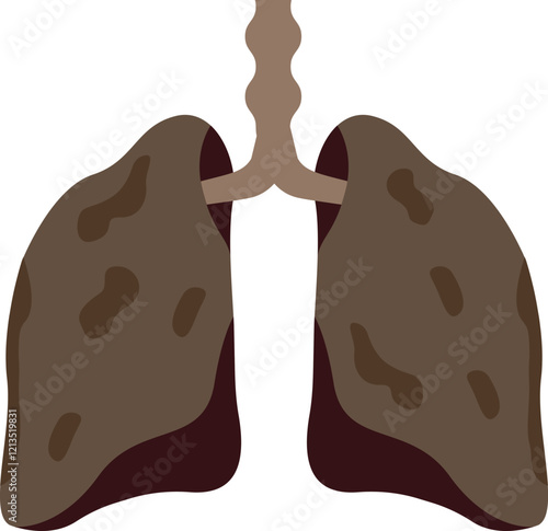 Smoker Lung Defeat from nicotine. Harm of tar from a cigarette