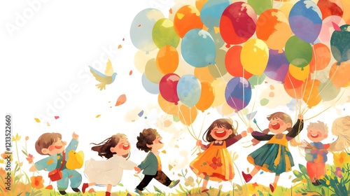 Obraz na płótnie Watercolor design for Childrens Day, capturing joyful and playful elements. w salonie