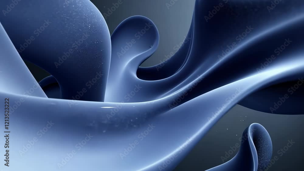 Dynamic flowing abstract shapes evolving in smooth blue curves and textures