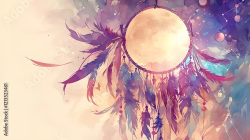 Watercolor dreamcatcher illustration