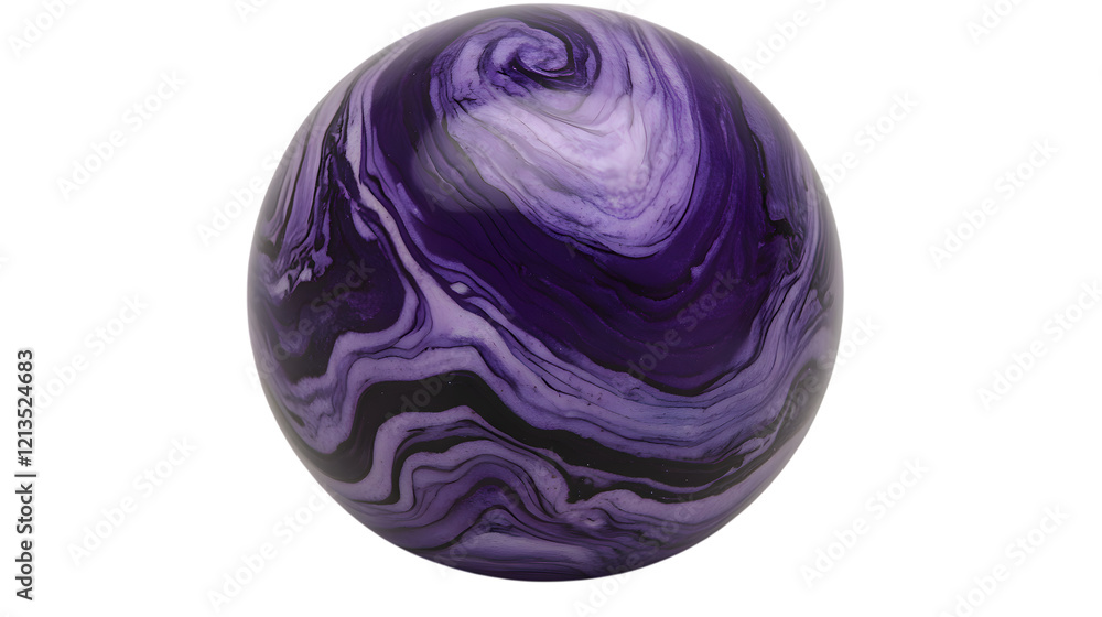Fototapeta premium A vibrant purple sphere with a glossy enamel finish, radiating a bold and modern aesthetic, placed in the center on a transparent background
