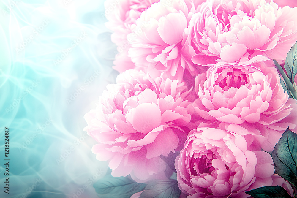 A beautiful bouquet of pink flowers with a blue background. The flowers are arranged in a way that they look like they are floating in the air. The blue background adds a sense of calmness A beautiful bouquet of pink flowers with a blue background. The flowers are arranged in a way that they look like they are floating in the air. The blue background adds a sense of calmness