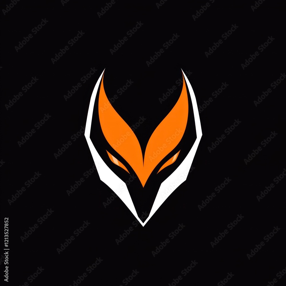 Graphic fox head with orange fur and sharp eyes on a dark background, used as logo or brand icon Graphic fox head with orange fur and sharp eyes on a dark background, used as logo or brand icon