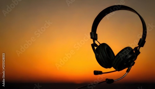 Iconic Headset as a Universal Symbol for Audio Broadcasting in Radio photo