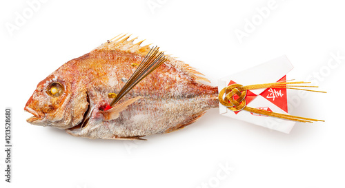 Traditional Japanese Grilled Tai Fish Isolated on White Background