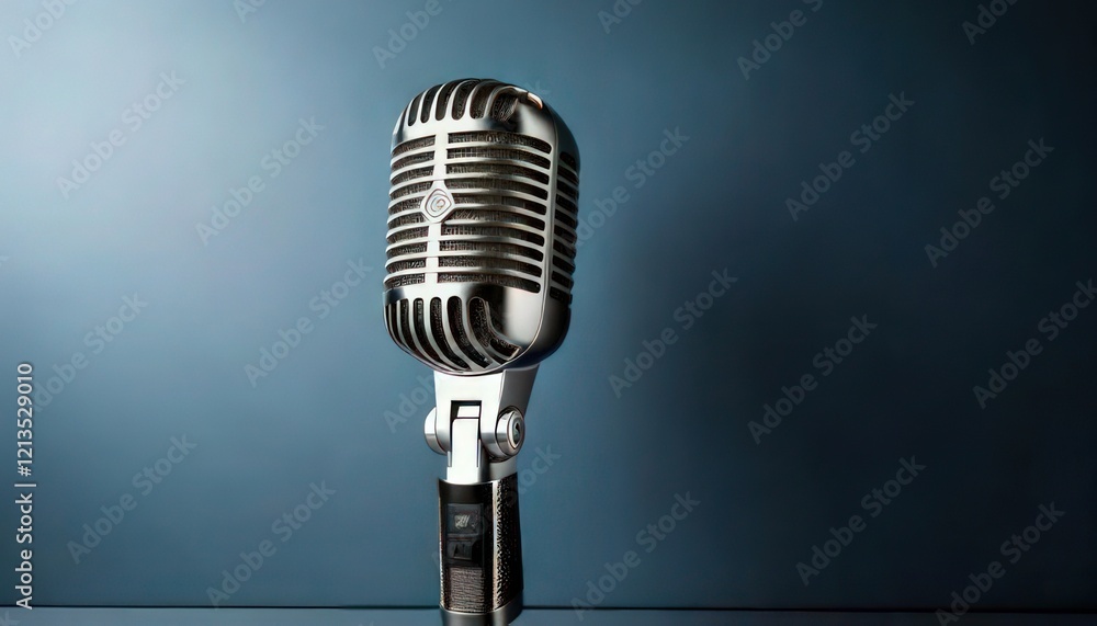 Fototapeta premium Classic Microphone on Minimal Background with Copy Space for Design