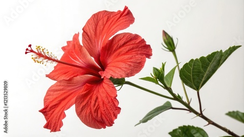 Wallpaper Mural Big bright red hibiscus against white background, botanical, big, bright red Torontodigital.ca