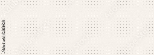 Beige journal planer page with dotted square grid. Simple square graph paper texture. Repeated school math sheet wallpaper. Retro bullet notebook pattern background. Note paper template. Vector