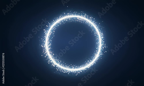 round frame with white neon light beam movement, 4k resolution footage, generated ai