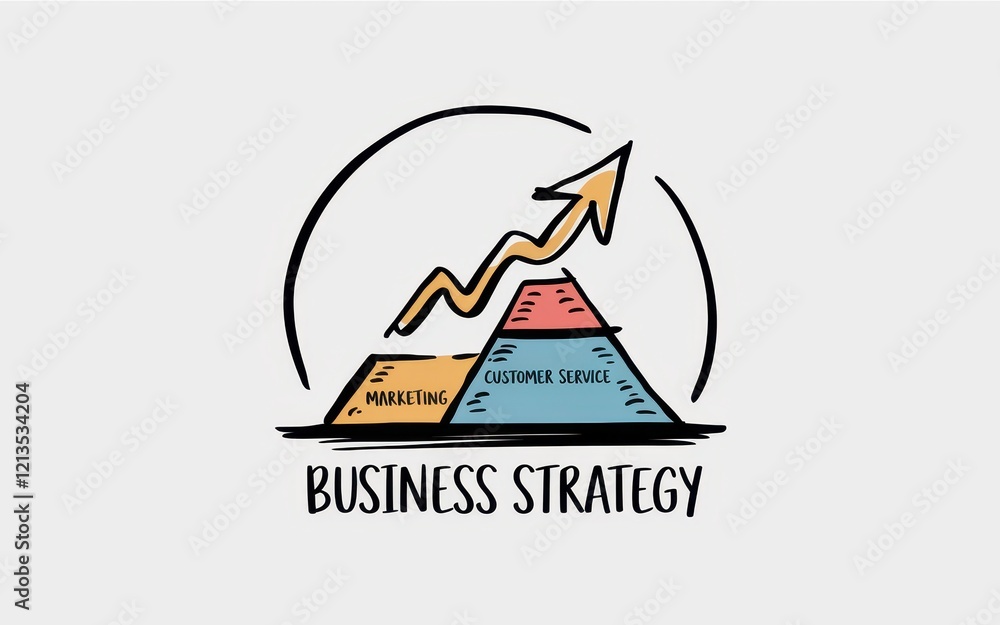 Business Strategy Growth Chart Shows Marketing And Customer Service Business Strategy Growth Chart Shows Marketing And Customer Service