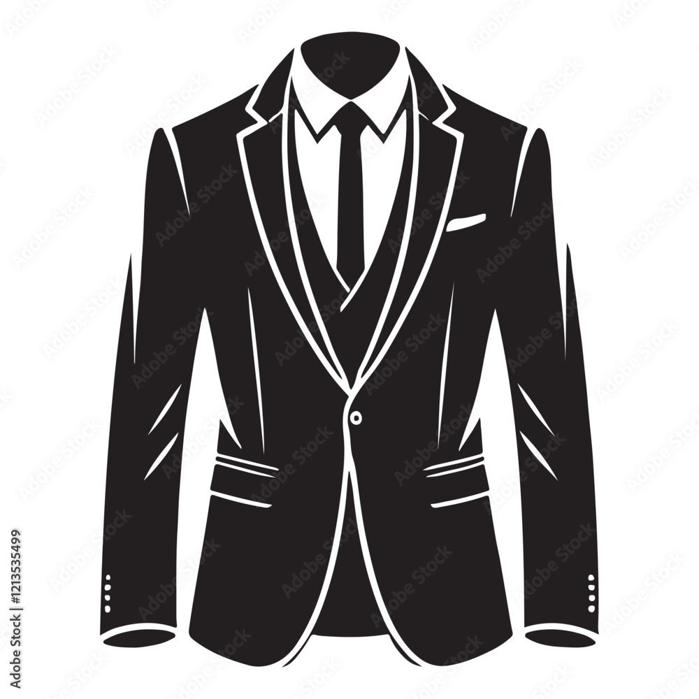 Blazer Silhouette Vector Illustration, Solid White Background. Blazer Silhouette Vector Illustration, Solid White Background.