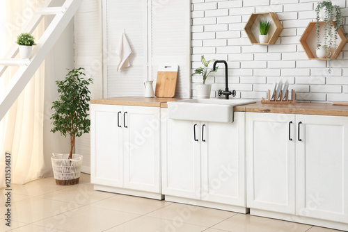 Modern kitchen interior wit...