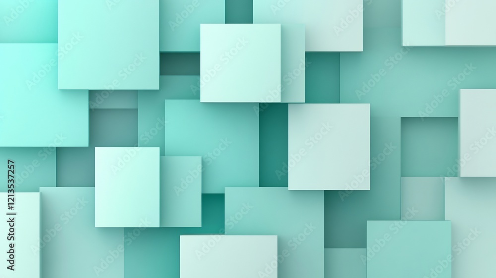 Abstract Teal Cubes Gently Overlap Creating Depth. AI Generated Abstract Teal Cubes Gently Overlap Creating Depth. AI Generated
