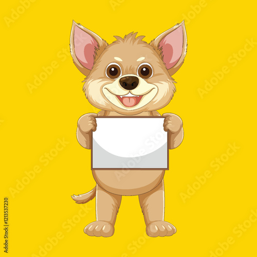 Cute Dog Holding Blank Sign