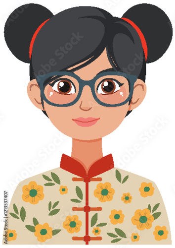 Woman in Traditional Floral Costume