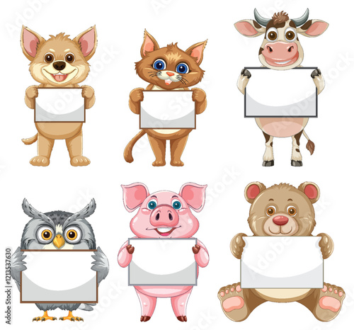 Cute Animals Holding Blank Signs
