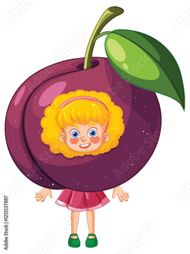 Girl in a Plum Costume Illustration
