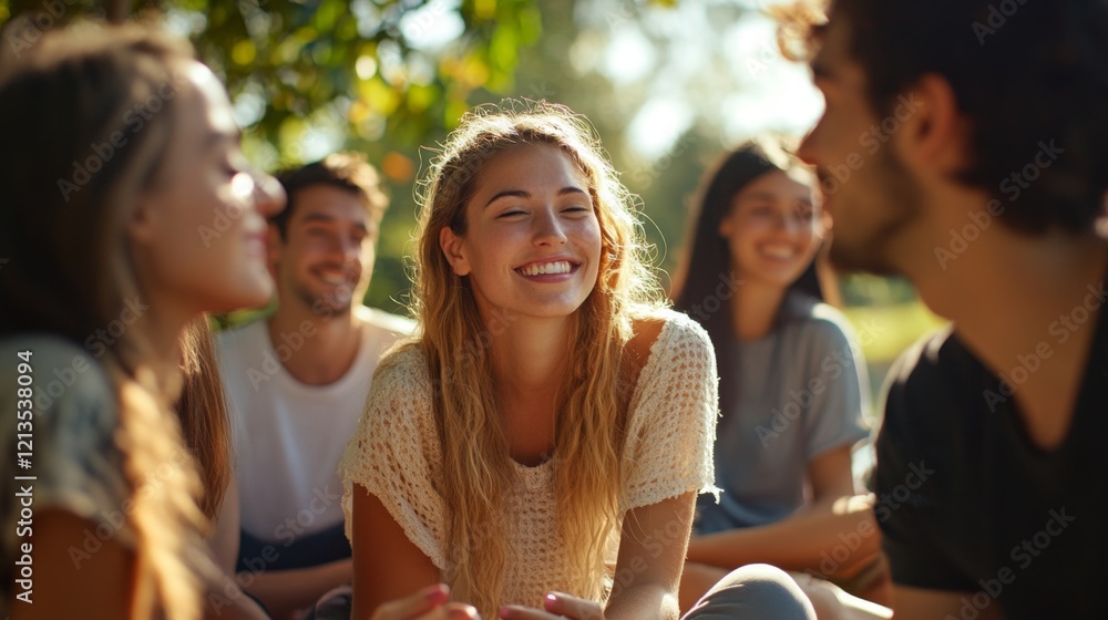Obraz premium Group of Friends Engaged in Outdoor Meditation Practice Together