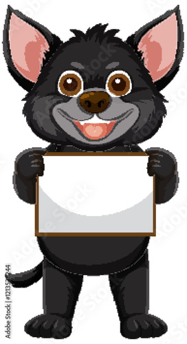 Cute Cartoon Dog Holding Blank Sign