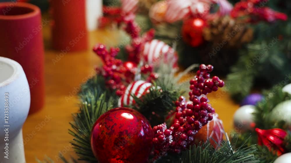 Tilting up across the selection of Holiday decorations. Tilting up across the selection of Holiday decorations.