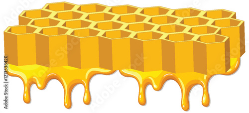 Honeycomb with Dripping Honey Illustration