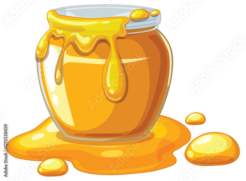 Overflowing Honey Jar Illustration