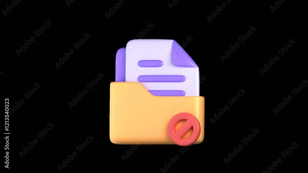 3D Animated Blocked Folder icon with smooth motion, alpha channel, and a transparent background for seamless integration in videos and presentations 3D Animated Blocked Folder icon with smooth motion, alpha channel, and a transparent background for seamless integration in videos and presentations
