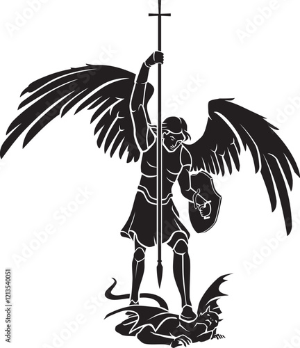 Saint Michael the Archangel, Silhouette Vector Illustration
