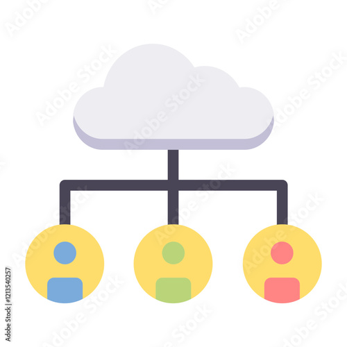 cloud group person flat style