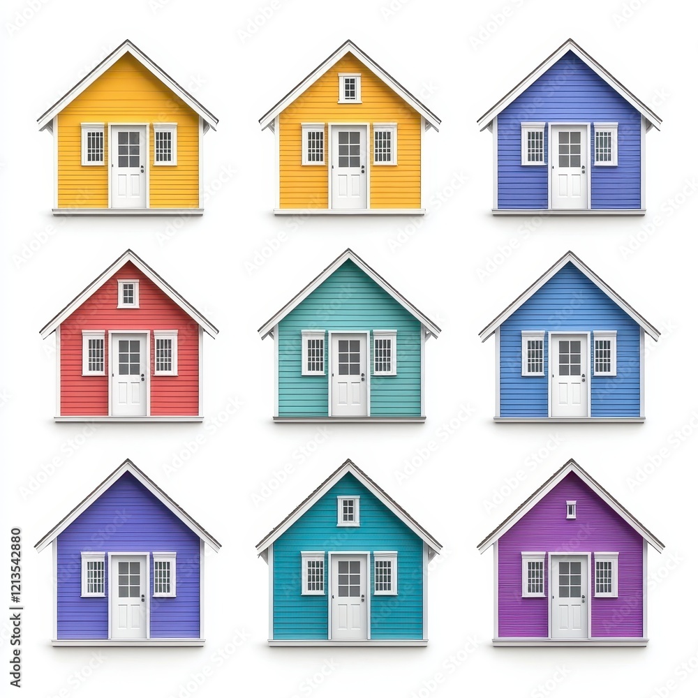 Collection of Colorful Small Houses Digital Illustration Collection of Colorful Small Houses Digital Illustration
