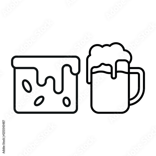 Beer drink and brownies food icons with a harmonious and inviting design