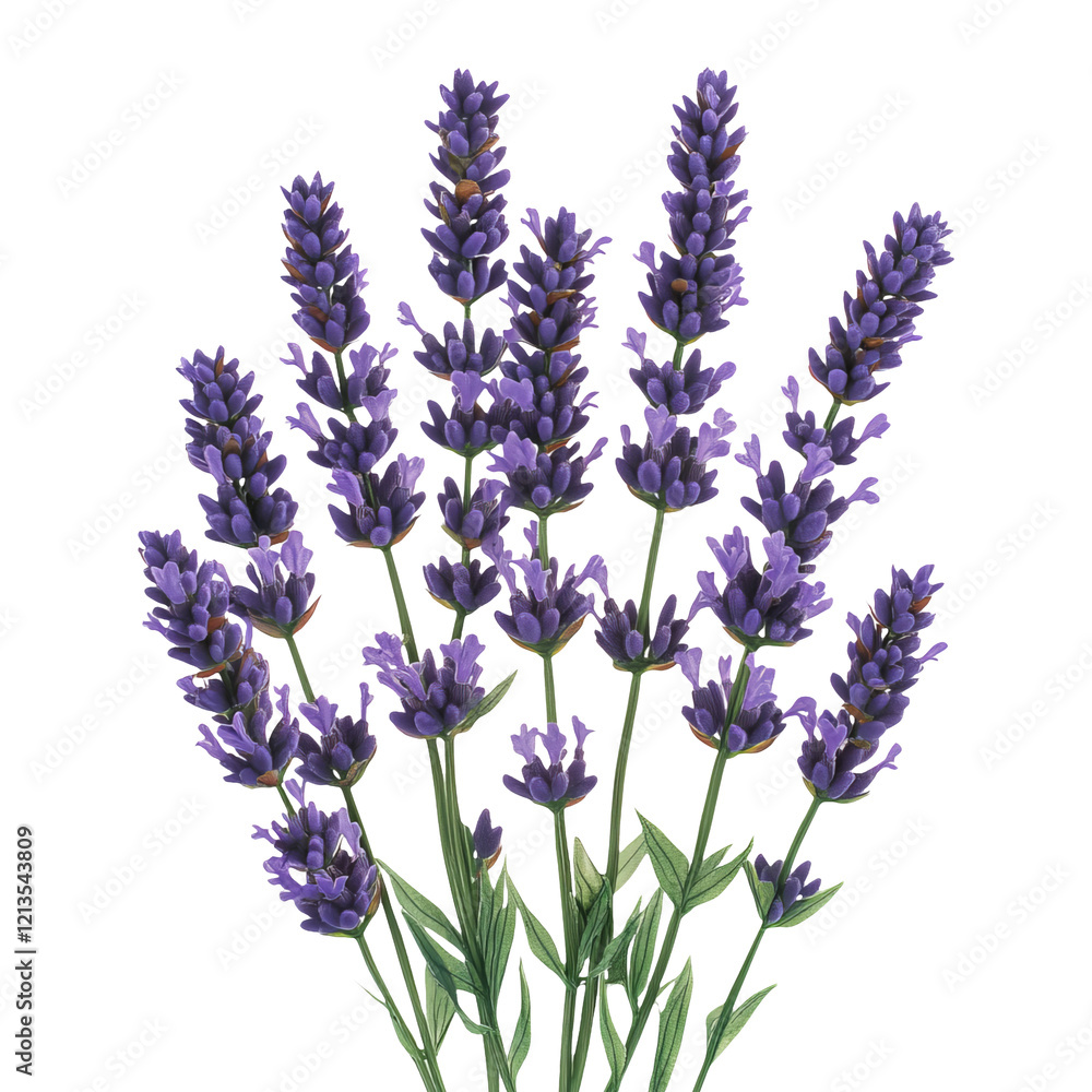 Naklejka premium Isolated lavender flowers on a transparent background, perfect for design use