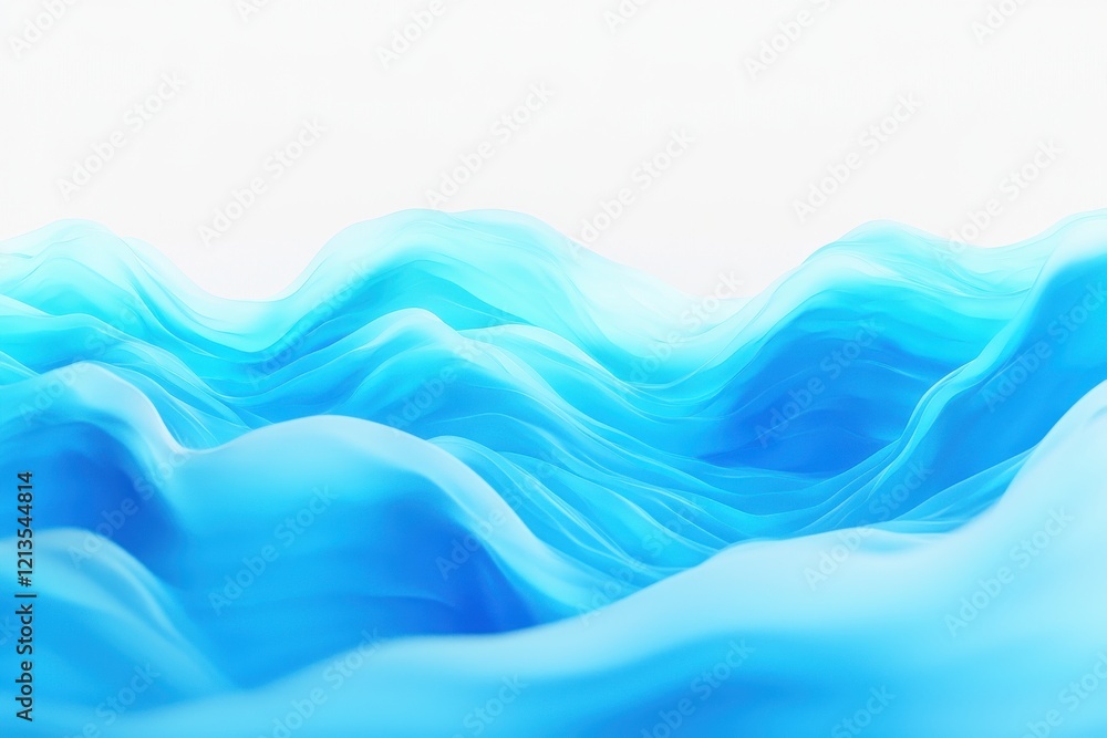 Fototapeta premium Abstract Neon Blue Waves in 3D Digital Sci-Fi Style for Futuristic Vibes