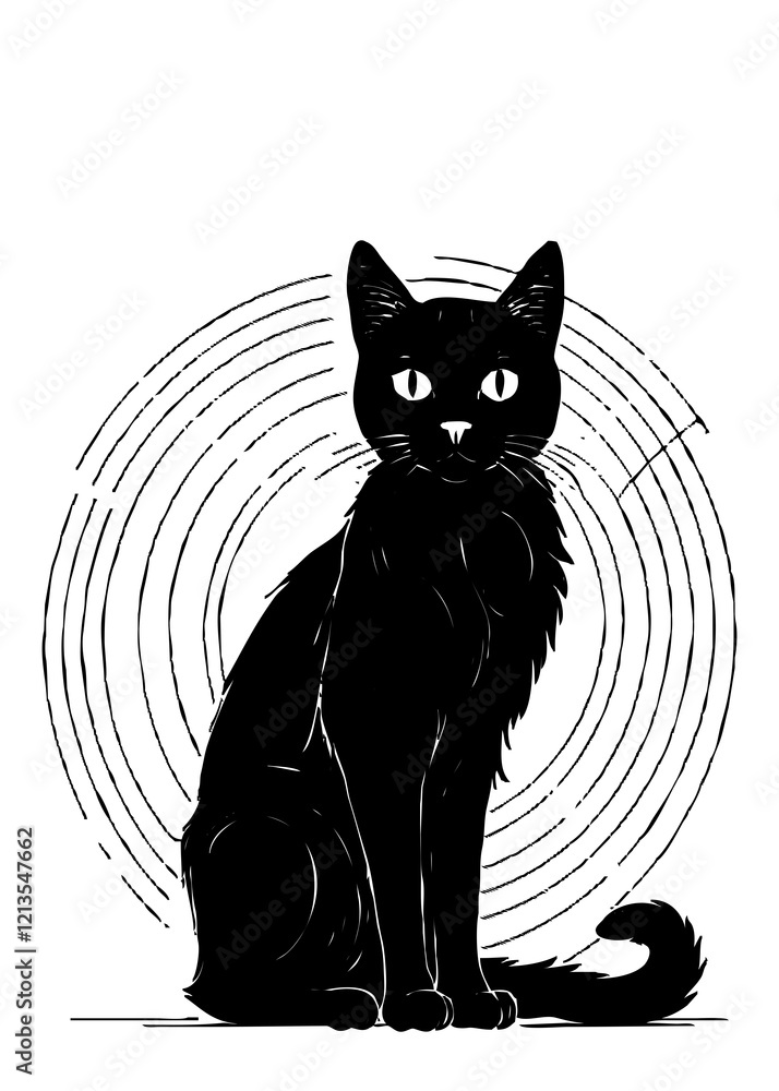 Obraz premium Cat . Animal black and white illustration . Logo design, for use in graphics.