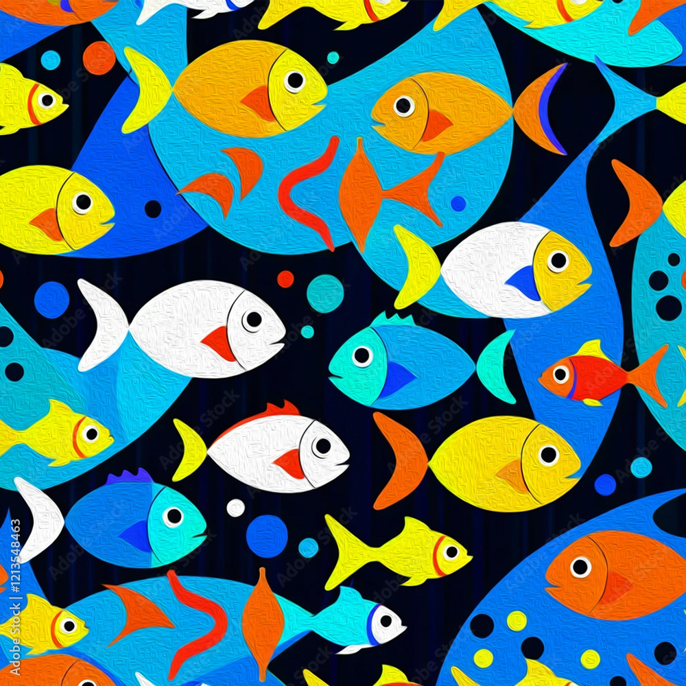 Naklejka premium Fish. For use in graphics. T-shirt print, tattoo design. Illustration for printing on wall decorations. Oil painting