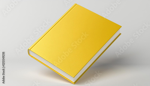 Yellow hard cover book, isolated on white background