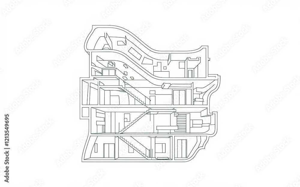Fototapeta premium Architectural Cross Section Modern Building Design