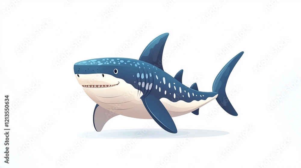 Naklejka premium Colorful Whale Shark Cartoon Vector Illustration Isolated on White Background