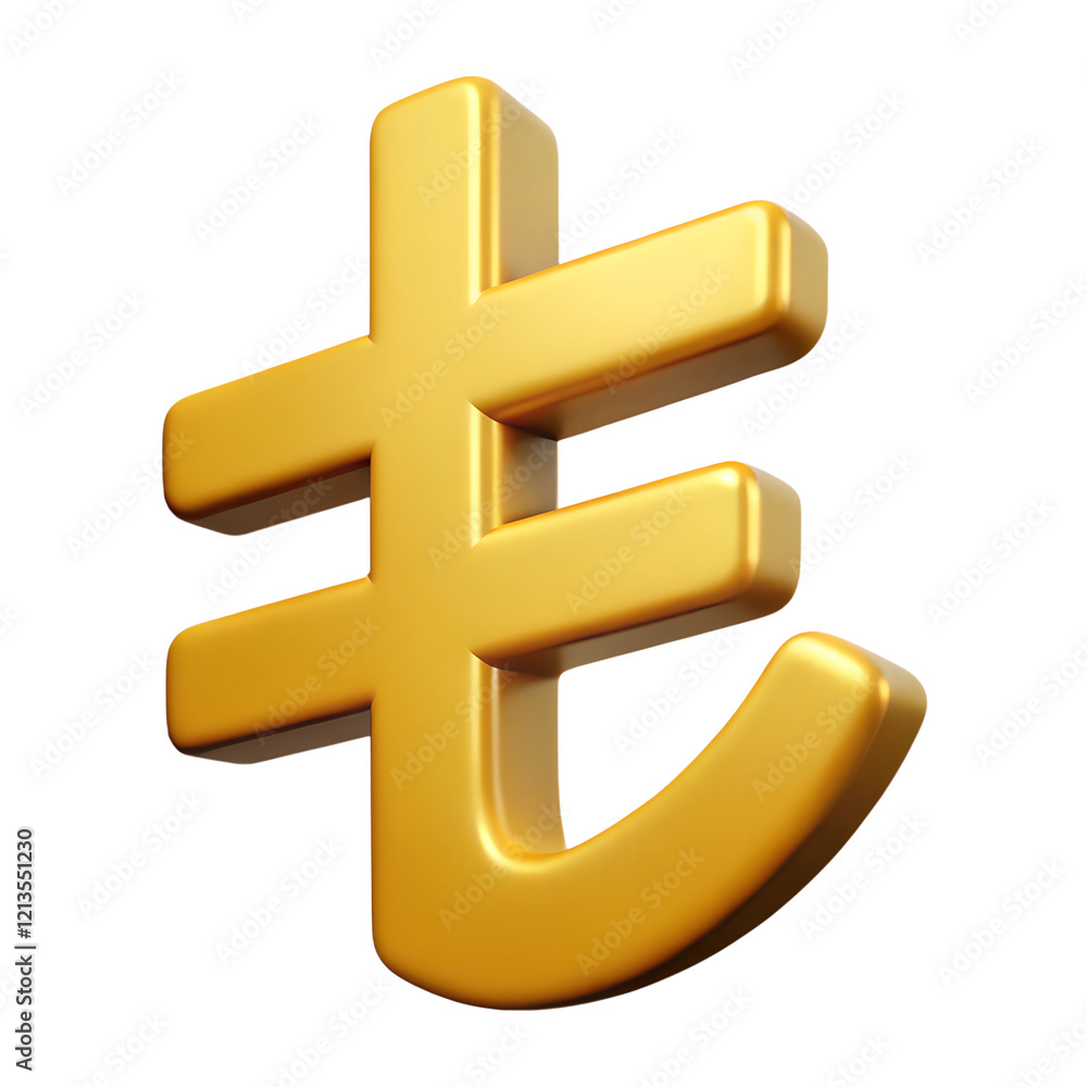 Obraz premium Turkish Lira currency symbol isolated Transparent background. Cartoon plastic style 3D icon