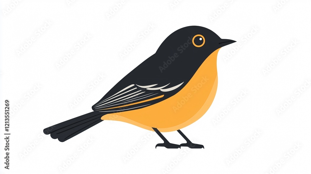 Fototapeta premium Bird Icon in Gold and Black Wide Angle Centered Composition