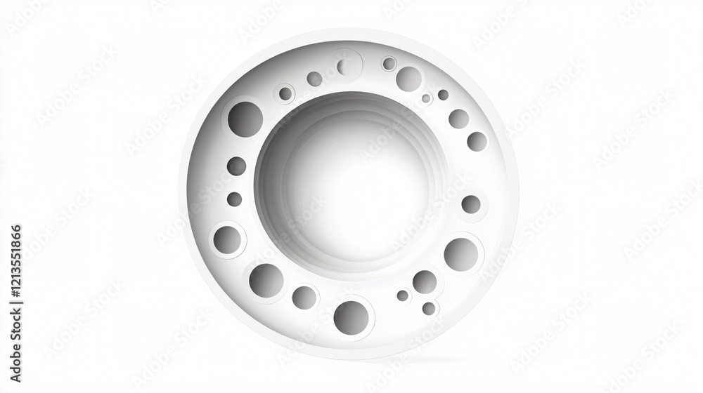 Circular Hole in White Paper Background - Design Element for Isolated Use