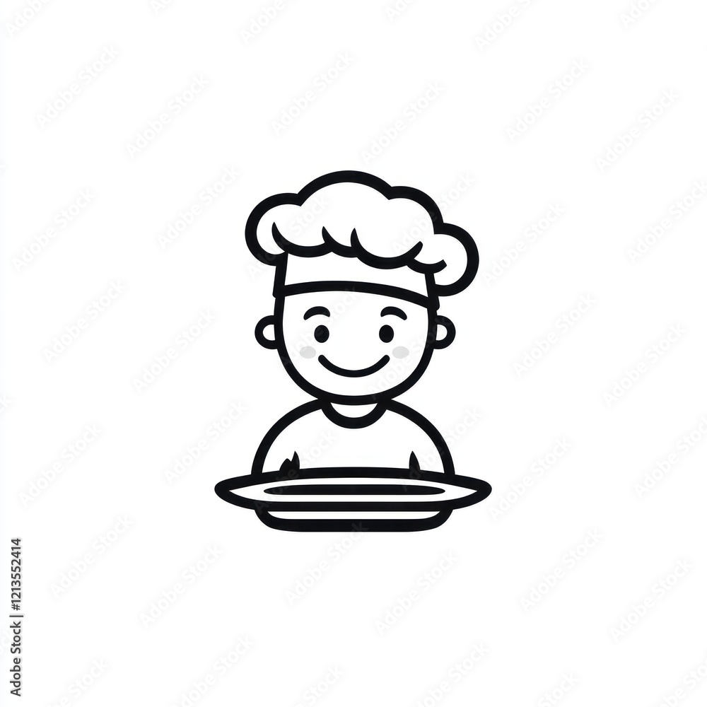 Chef with plate icon for restaurant menu or culinary design Chef with plate icon for restaurant menu or culinary design