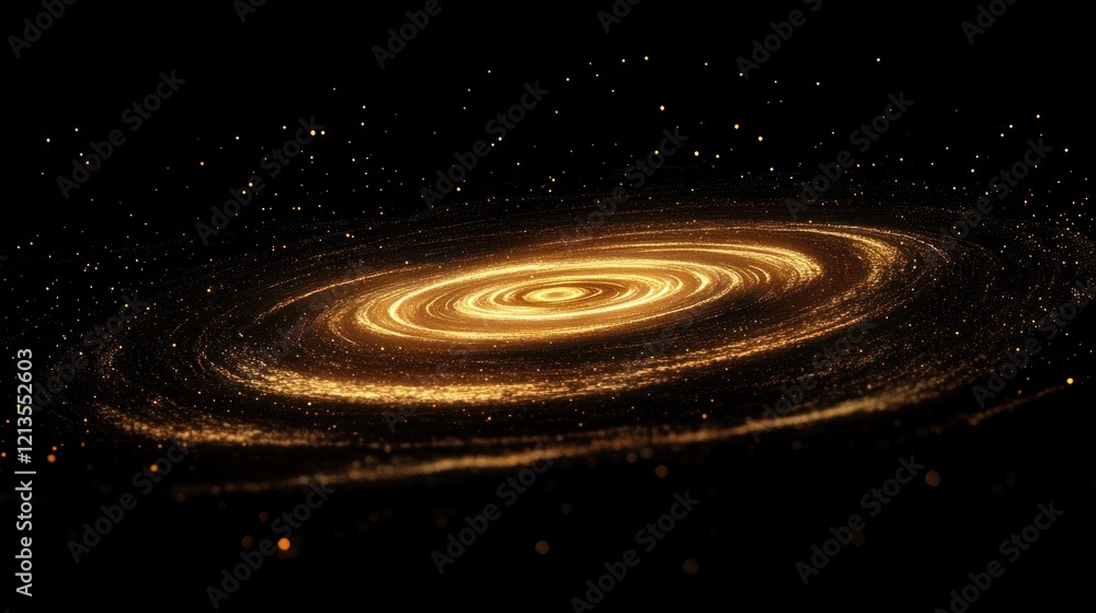 Fototapeta premium Golden Spiral Galaxy: A Celestial Dance of Light and Stardust