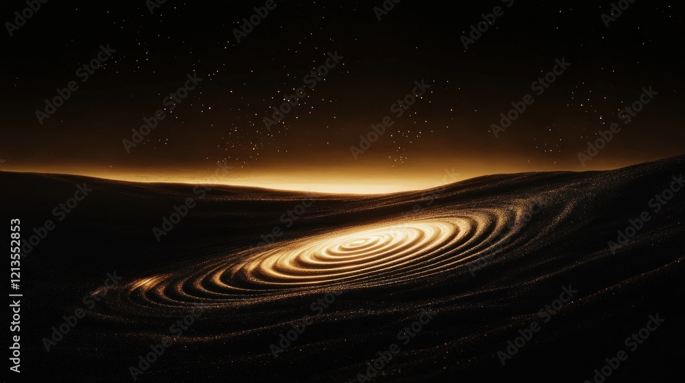 Fototapeta premium Golden Hour on an Alien Planet: A Serene, Cosmic Landscape