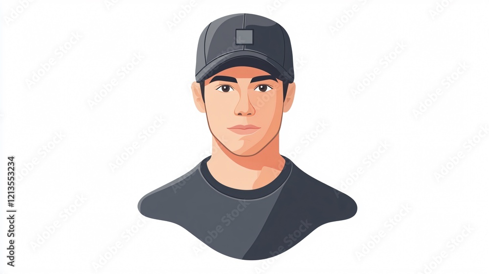 Male Athlete Icon Isolated on White Background with Wide Angle Centered View Male Athlete Icon Isolated on White Background with Wide Angle Centered View