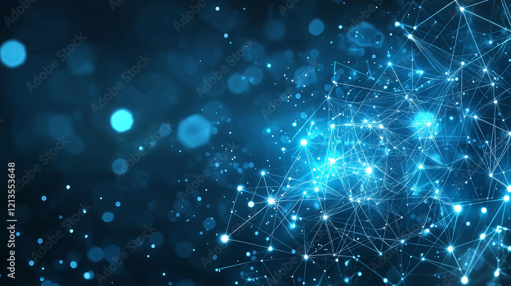 Abstract blue network connection background.